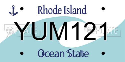 YUM121 Rhode Island License Plate