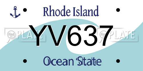 YV637 Rhode Island License Plate