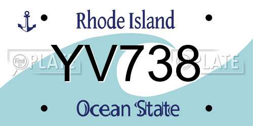 YV738 Rhode Island License Plate