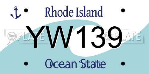 YW139 Rhode Island License Plate