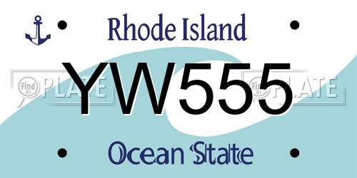 YW555 Rhode Island License Plate