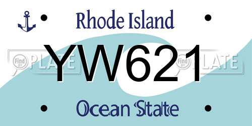 YW621 Rhode Island License Plate