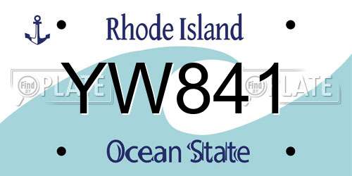 YW841 Rhode Island License Plate