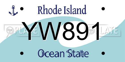 YW891 Rhode Island License Plate