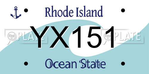 YX151 Rhode Island License Plate