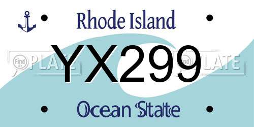 YX299 Rhode Island License Plate