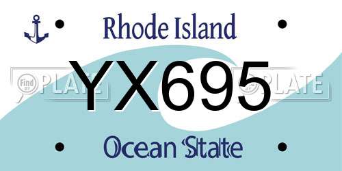 YX695 Rhode Island License Plate