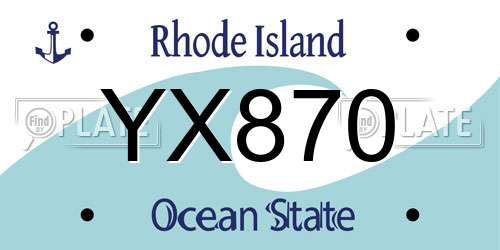 YX870 Rhode Island License Plate