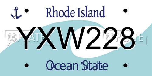 YXW228 Rhode Island License Plate