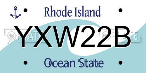 YXW22B Rhode Island License Plate