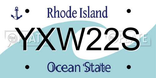 YXW22S Rhode Island License Plate