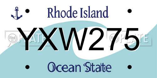 YXW275 Rhode Island License Plate