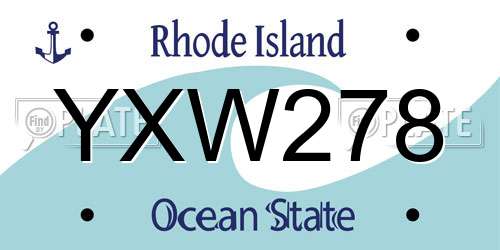 YXW278 Rhode Island License Plate