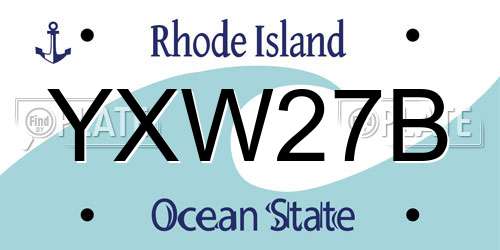 YXW27B Rhode Island License Plate
