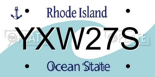 YXW27S Rhode Island License Plate