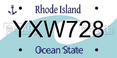 YXW728 Rhode Island License Plate