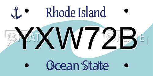 YXW72B Rhode Island License Plate