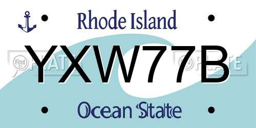 YXW77B Rhode Island License Plate