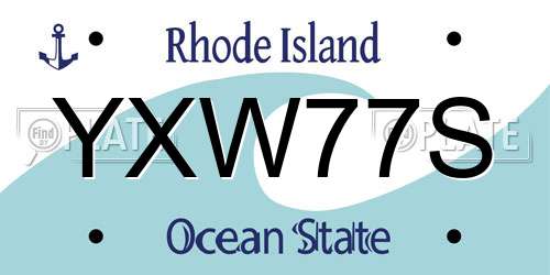 YXW77S Rhode Island License Plate