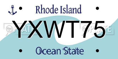YXWT75 Rhode Island License Plate