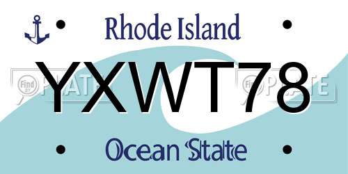 YXWT78 Rhode Island License Plate