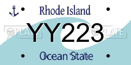 YY223 Rhode Island License Plate