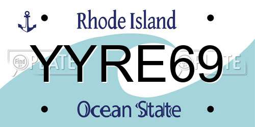 YYRE69 Rhode Island License Plate