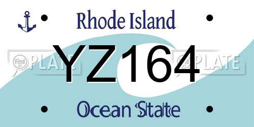 YZ164 Rhode Island License Plate