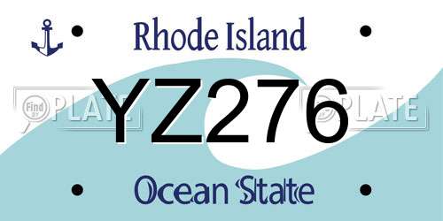 YZ276 Rhode Island License Plate