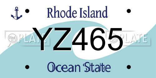 YZ465 Rhode Island License Plate