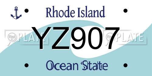 YZ907 Rhode Island License Plate