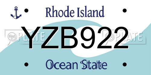 YZB922 Rhode Island License Plate