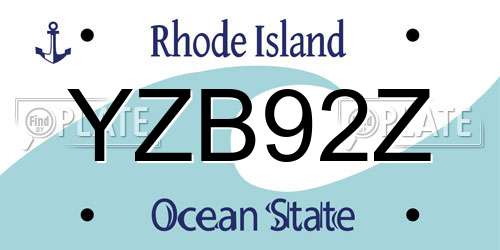 YZB92Z Rhode Island License Plate