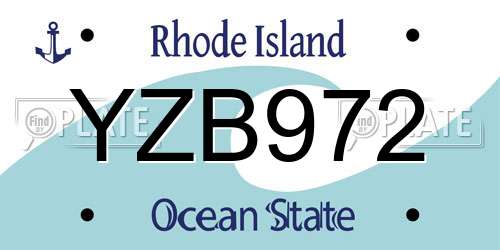 YZB972 Rhode Island License Plate
