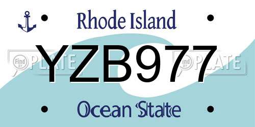 YZB977 Rhode Island License Plate