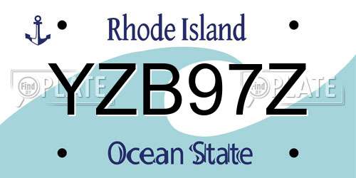 YZB97Z Rhode Island License Plate