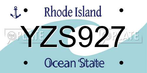 YZS927 Rhode Island License Plate