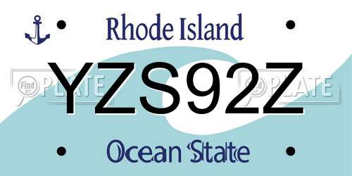 YZS92Z Rhode Island License Plate