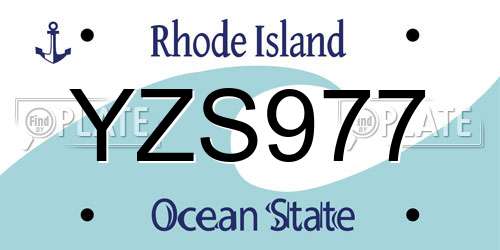 YZS977 Rhode Island License Plate