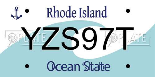 YZS97T Rhode Island License Plate