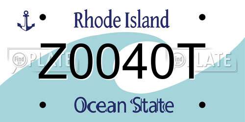 Z0040T Rhode Island License Plate