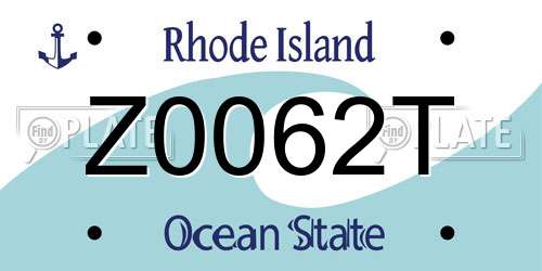 Z0062T Rhode Island License Plate