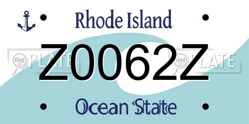 Z0062Z Rhode Island License Plate