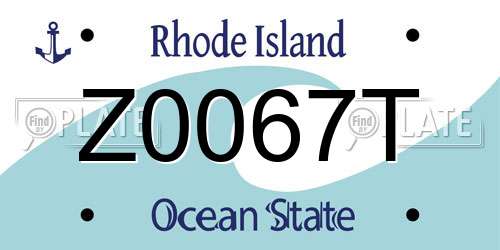 Z0067T Rhode Island License Plate