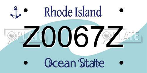 Z0067Z Rhode Island License Plate