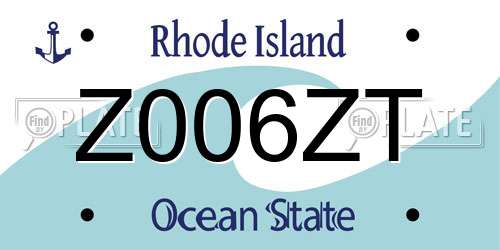 Z006ZT Rhode Island License Plate