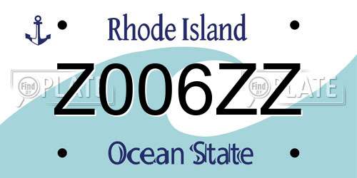 Z006ZZ Rhode Island License Plate