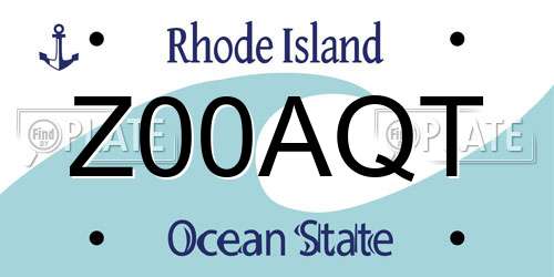 Z00AQT Rhode Island License Plate