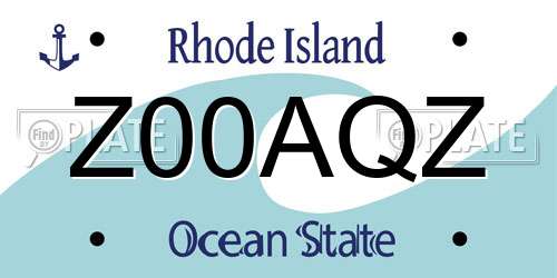 Z00AQZ Rhode Island License Plate