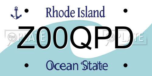 Z00QPD Rhode Island License Plate